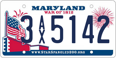 MD license plate 3AX5142