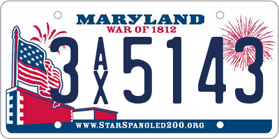 MD license plate 3AX5143