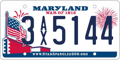 MD license plate 3AX5144