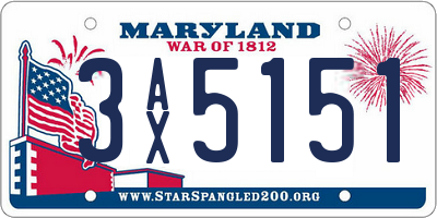 MD license plate 3AX5151