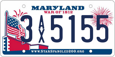 MD license plate 3AX5155