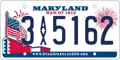 MD license plate 3AX5162