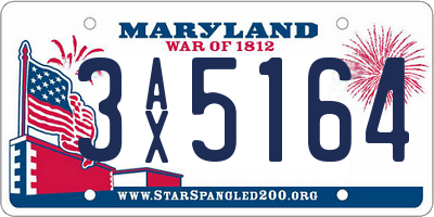 MD license plate 3AX5164