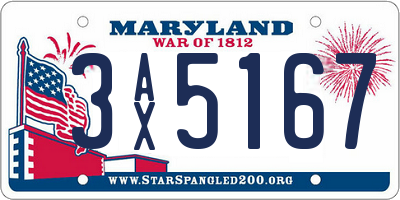 MD license plate 3AX5167