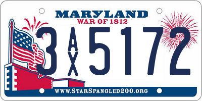 MD license plate 3AX5172