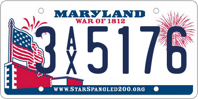 MD license plate 3AX5176