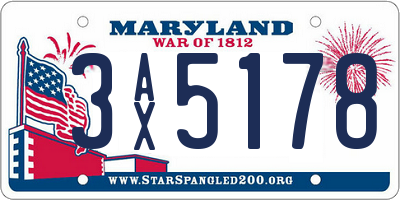 MD license plate 3AX5178