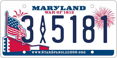 MD license plate 3AX5181