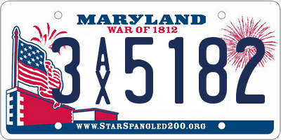 MD license plate 3AX5182