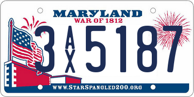 MD license plate 3AX5187