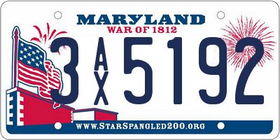 MD license plate 3AX5192