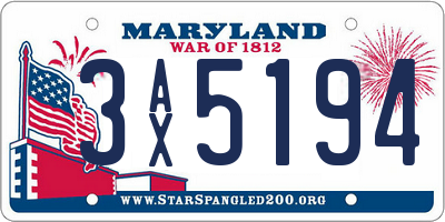 MD license plate 3AX5194