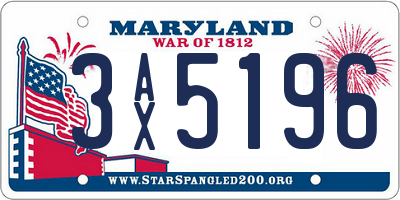 MD license plate 3AX5196