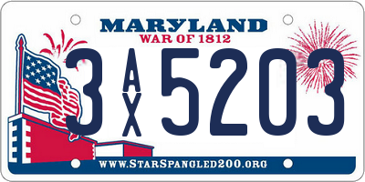 MD license plate 3AX5203