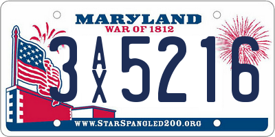MD license plate 3AX5216