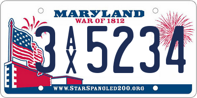 MD license plate 3AX5234
