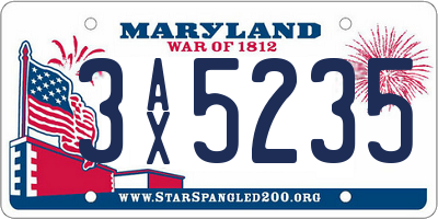 MD license plate 3AX5235