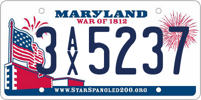 MD license plate 3AX5237