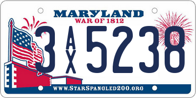 MD license plate 3AX5238