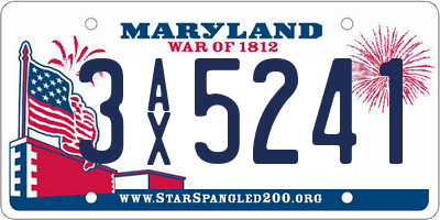 MD license plate 3AX5241