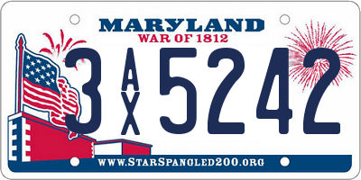 MD license plate 3AX5242