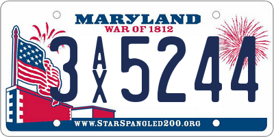 MD license plate 3AX5244