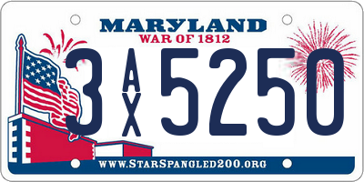 MD license plate 3AX5250