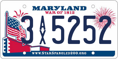 MD license plate 3AX5252