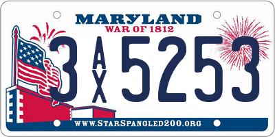 MD license plate 3AX5253