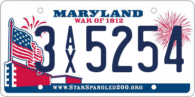 MD license plate 3AX5254