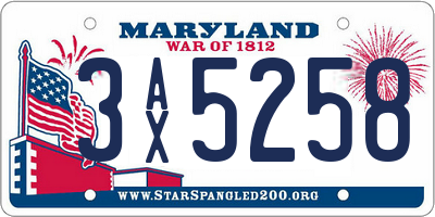 MD license plate 3AX5258