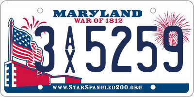 MD license plate 3AX5259