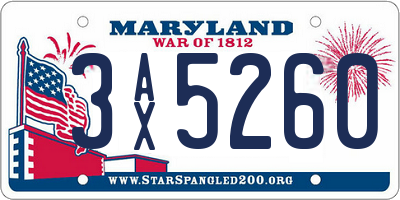 MD license plate 3AX5260