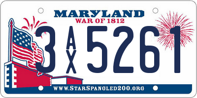 MD license plate 3AX5261