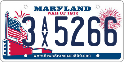 MD license plate 3AX5266