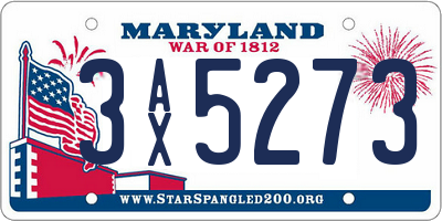 MD license plate 3AX5273