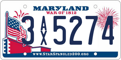 MD license plate 3AX5274