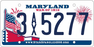 MD license plate 3AX5277