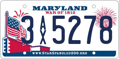 MD license plate 3AX5278