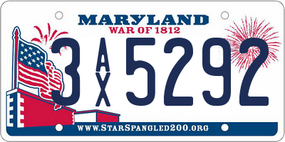 MD license plate 3AX5292
