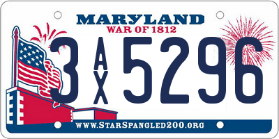 MD license plate 3AX5296