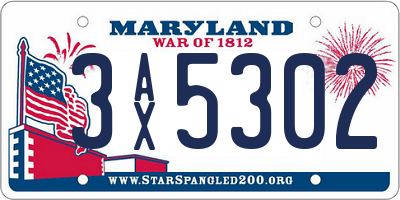 MD license plate 3AX5302