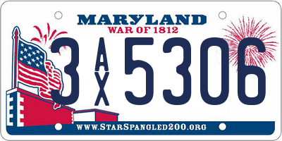 MD license plate 3AX5306