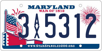 MD license plate 3AX5312