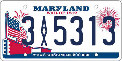 MD license plate 3AX5313