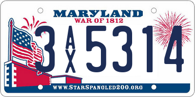 MD license plate 3AX5314