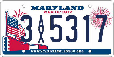 MD license plate 3AX5317
