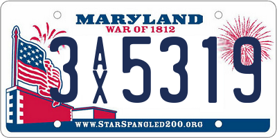 MD license plate 3AX5319