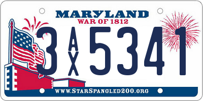 MD license plate 3AX5341