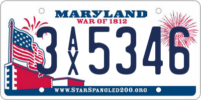 MD license plate 3AX5346